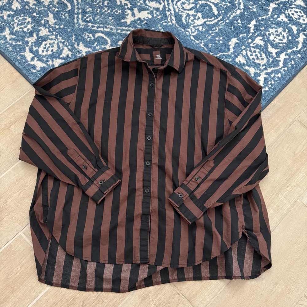 NEW! Aerie Brown and Black Striped Shirt size XS